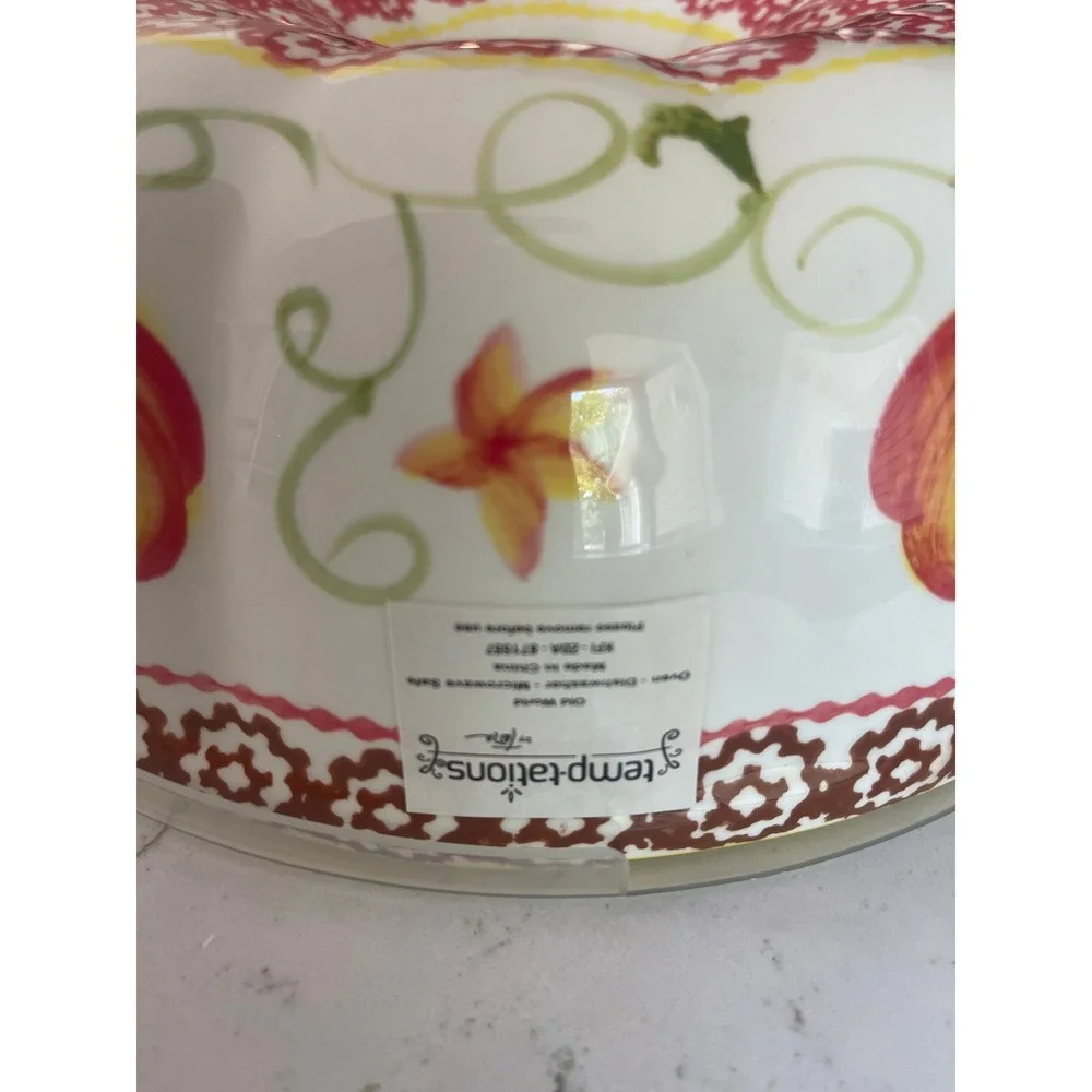 Temp-tations Old World Pumpkin Fluted Bundt Cake Pan Ceramic Baker with Lid